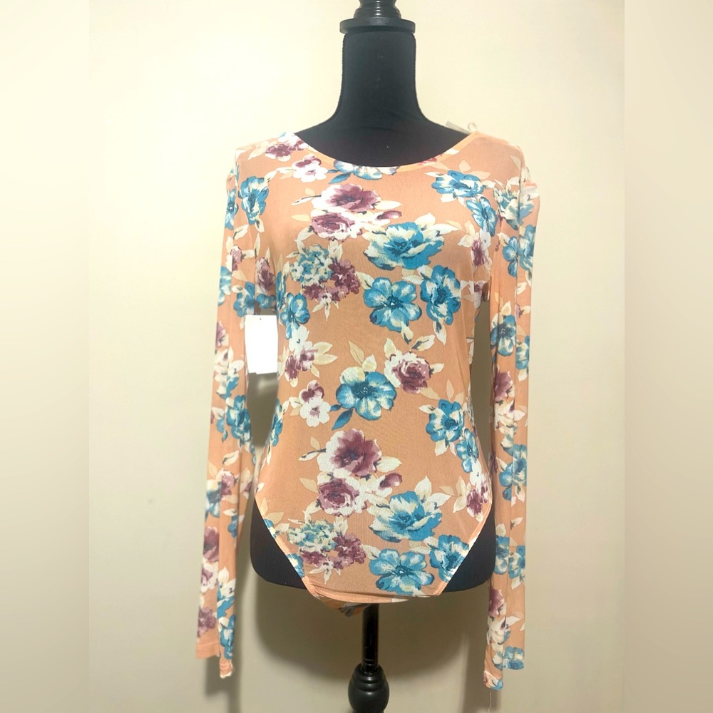 NWT Lush floral sheer bodysuit size Small